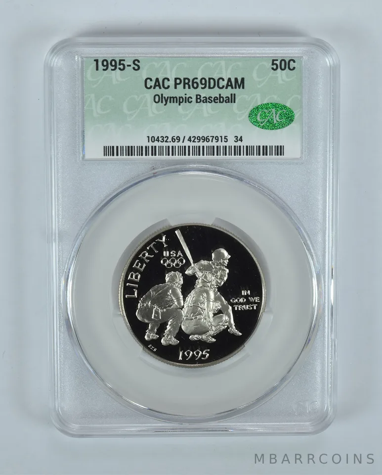1995-S Olympic Baseball Commemorative Half Dollar PR69 DCAM CAC CACg