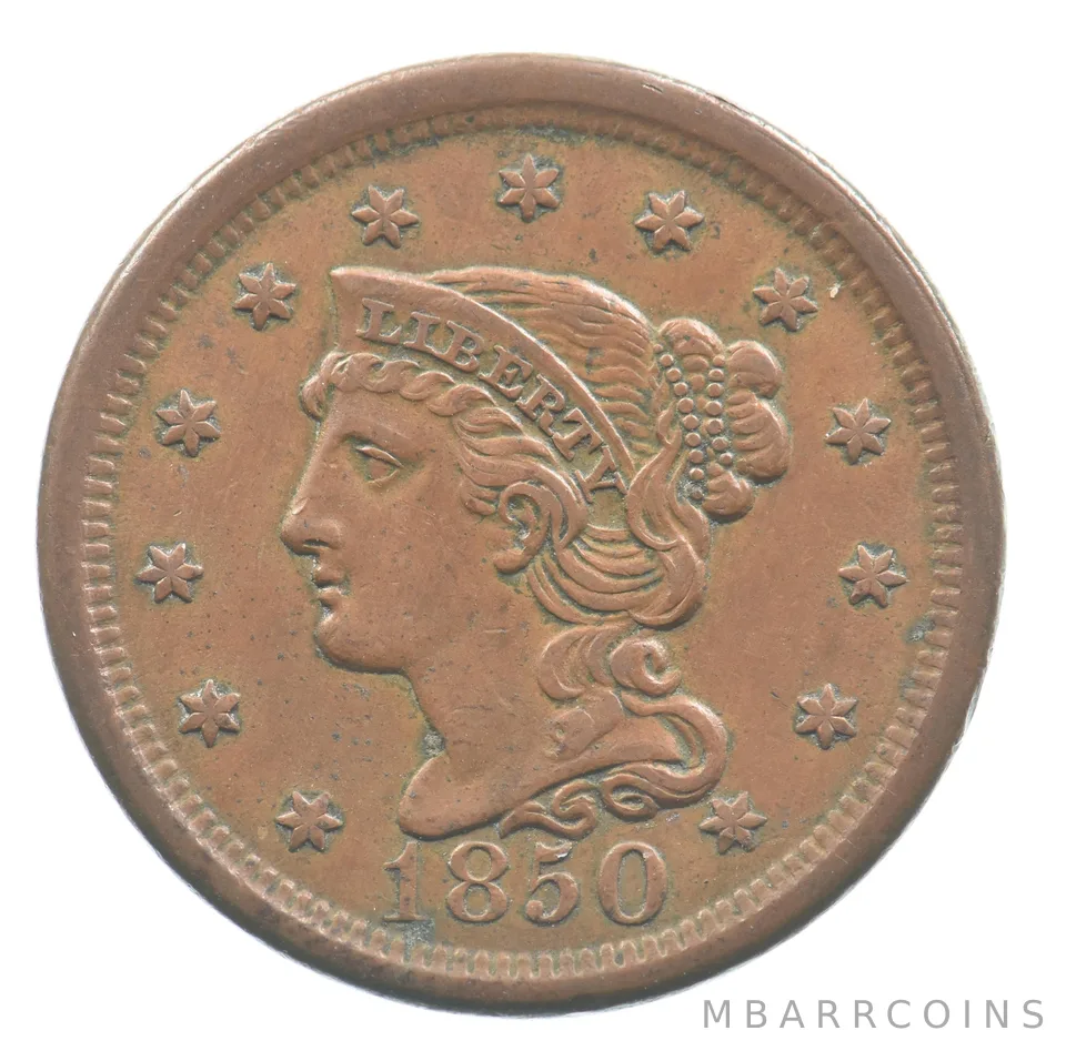 1850 Braided Hair Large Cent *7673