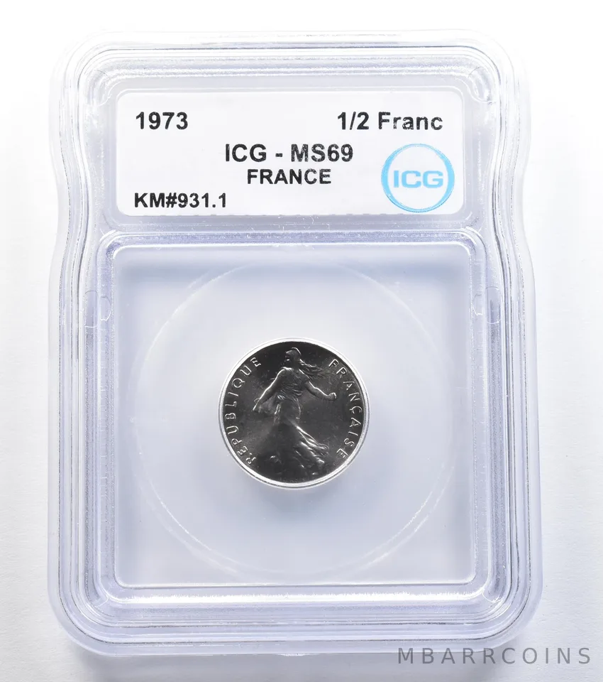 1973 France 1/2 Franc KM#931.1 MS69 ICG *7931