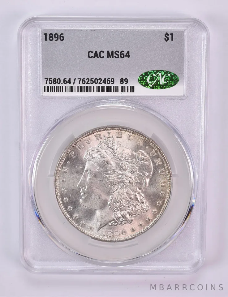 1896 Morgan Silver Dollar MS64 CAC CACg