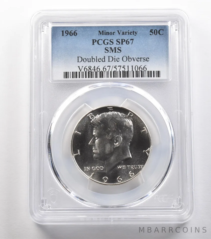 1966 Kennedy Half Dollar SMS Doubled Die Obverse SP67 PCGS *4841
