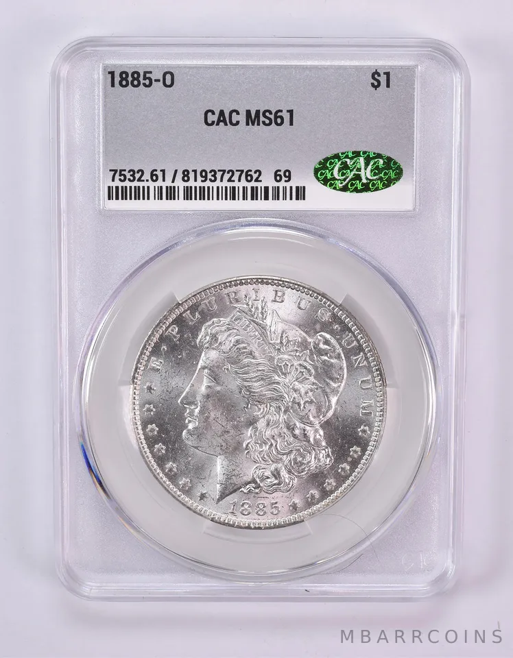 1885-O Morgan Silver Dollar MS61 CAC CACg