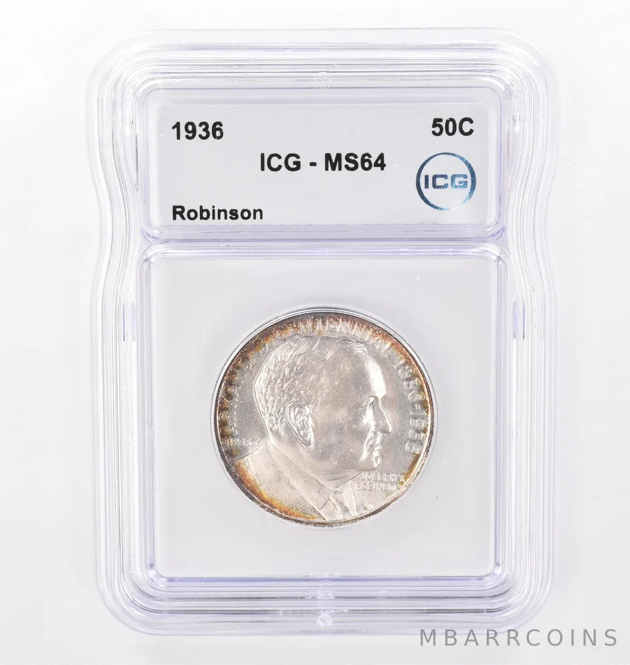 1936 Robinson Commemorative Half Dollar MS64 ICG Peripheral Tone *4304
