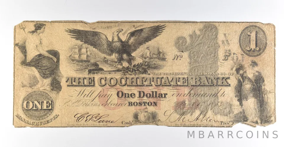 1853 $1 Boston MA Cochituate Bank Obsolete Note *8419
