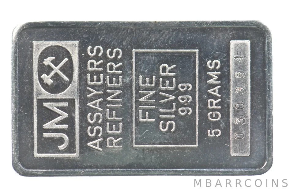 5 Grams Silver Bar JM Assayers Johnson Matthey *9091