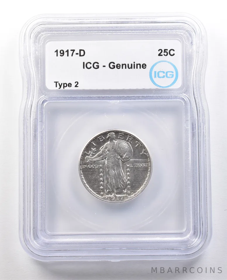 1917-D Standing Liberty Quarter Type 2 Genuine ICG a1208