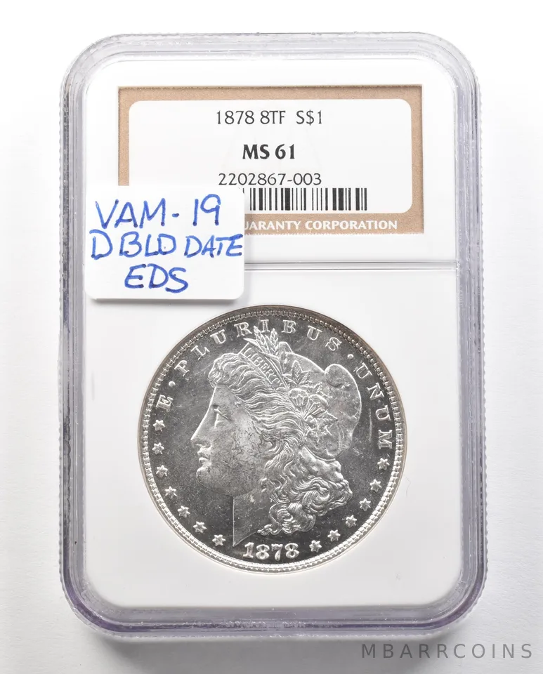 1878 8TF Morgan Silver Dollar MS61 NGC a4720