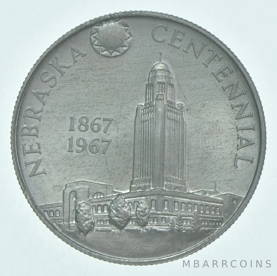 1967 Nebraska Centennial So-Called Half Dollar Heraldic Art Medal