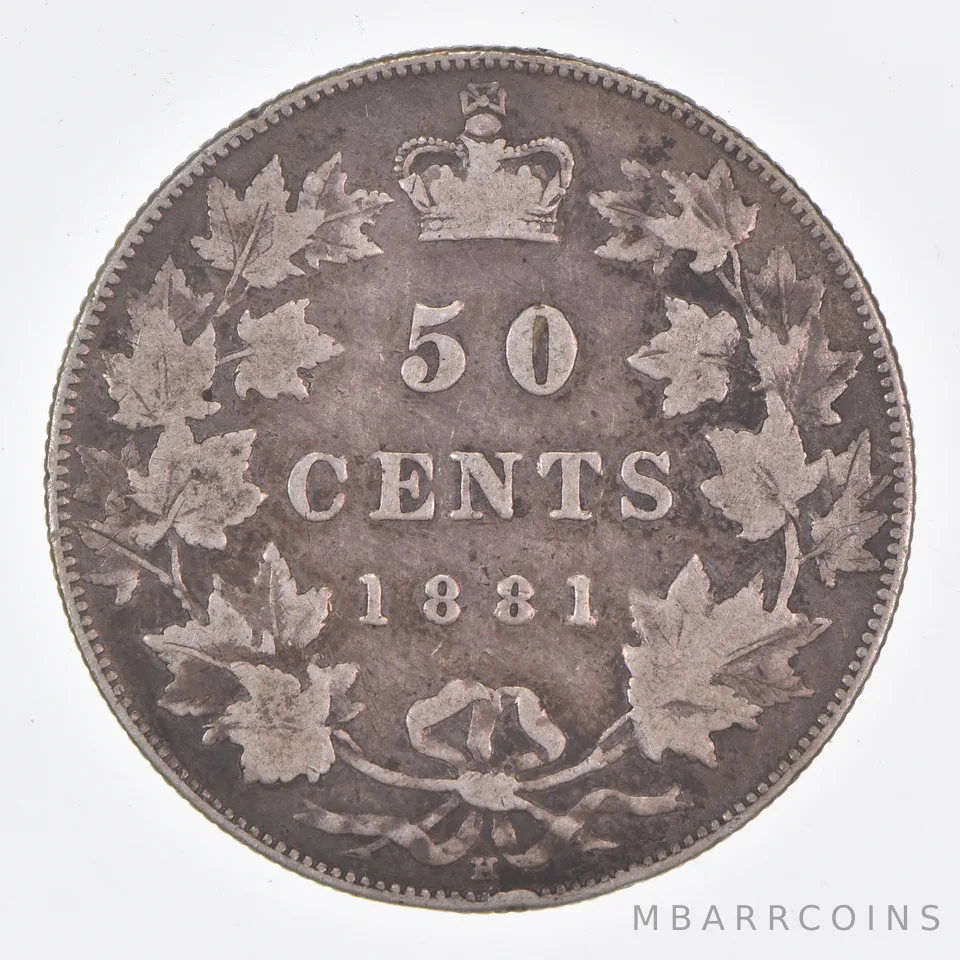 Better Date - 1881 Canada 50 Cents World Coin- Silver *477