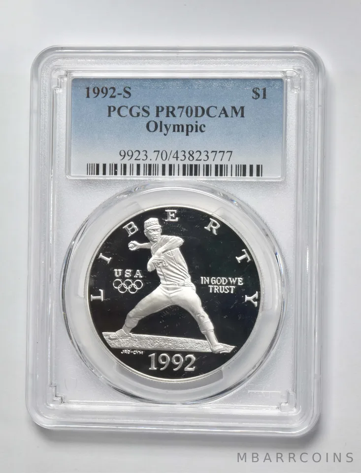 1992-S Olympic Baseball Commemorative $1 PR70 PCGS Blue Label