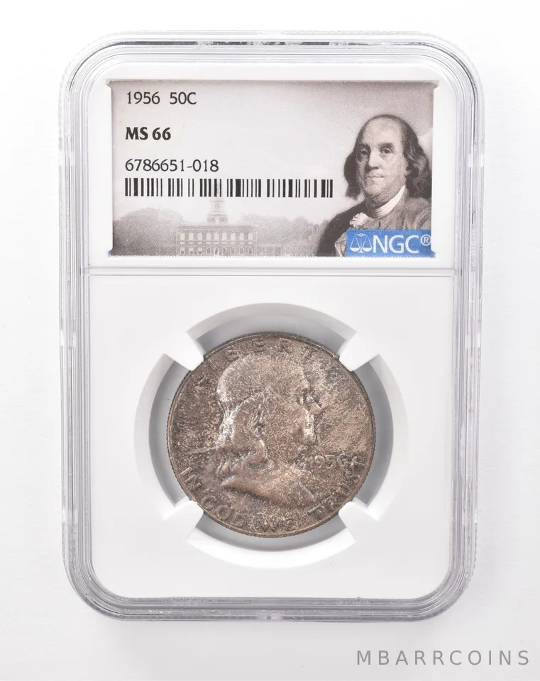 1956 Franklin Half Dollar MS66 NGC Beautiful Mint Set Tone *6760