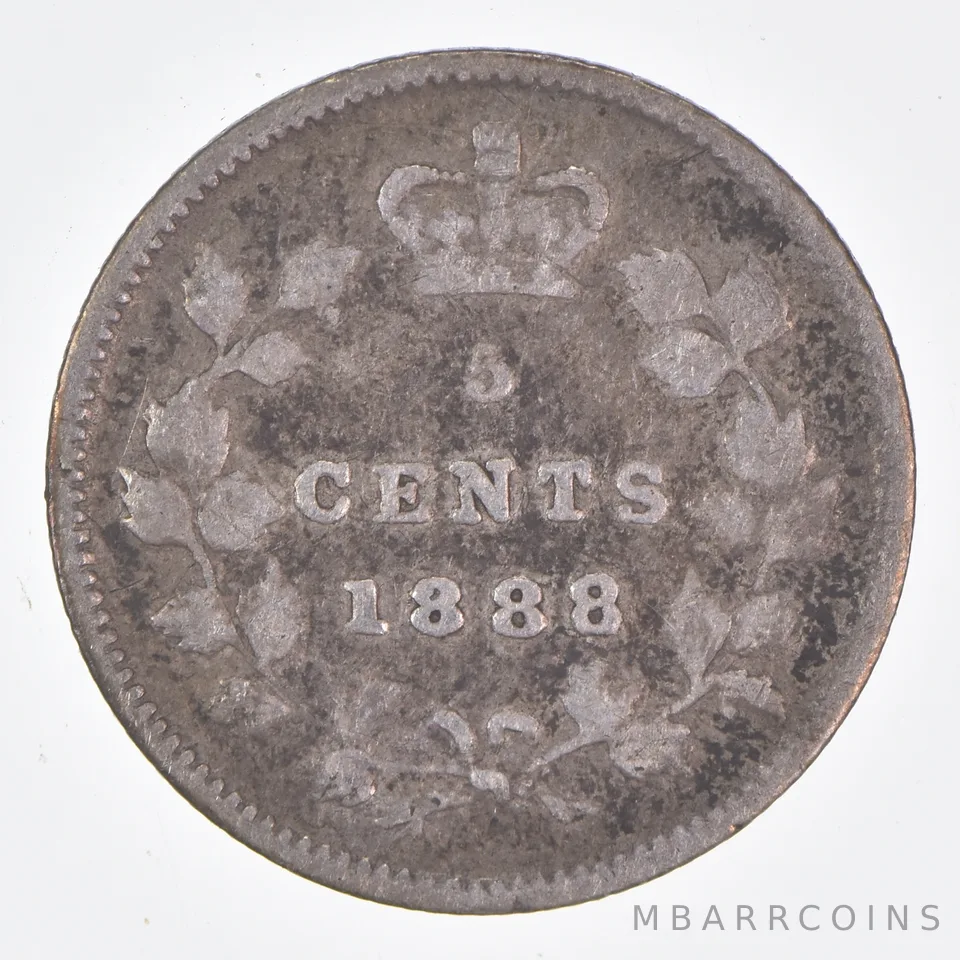 Better Date - 1888 Canada 5 Cents World Coin- Silver *069