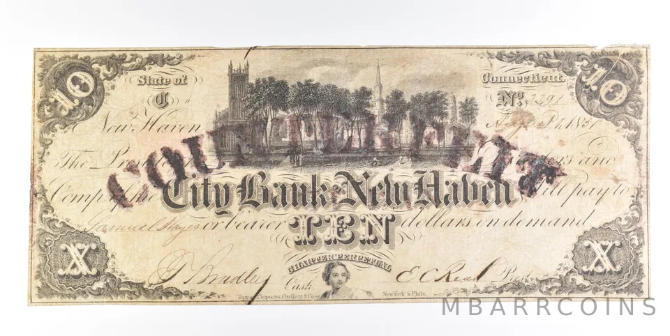 1831 $10 New Haven CT Bank Obsolete Note *0244