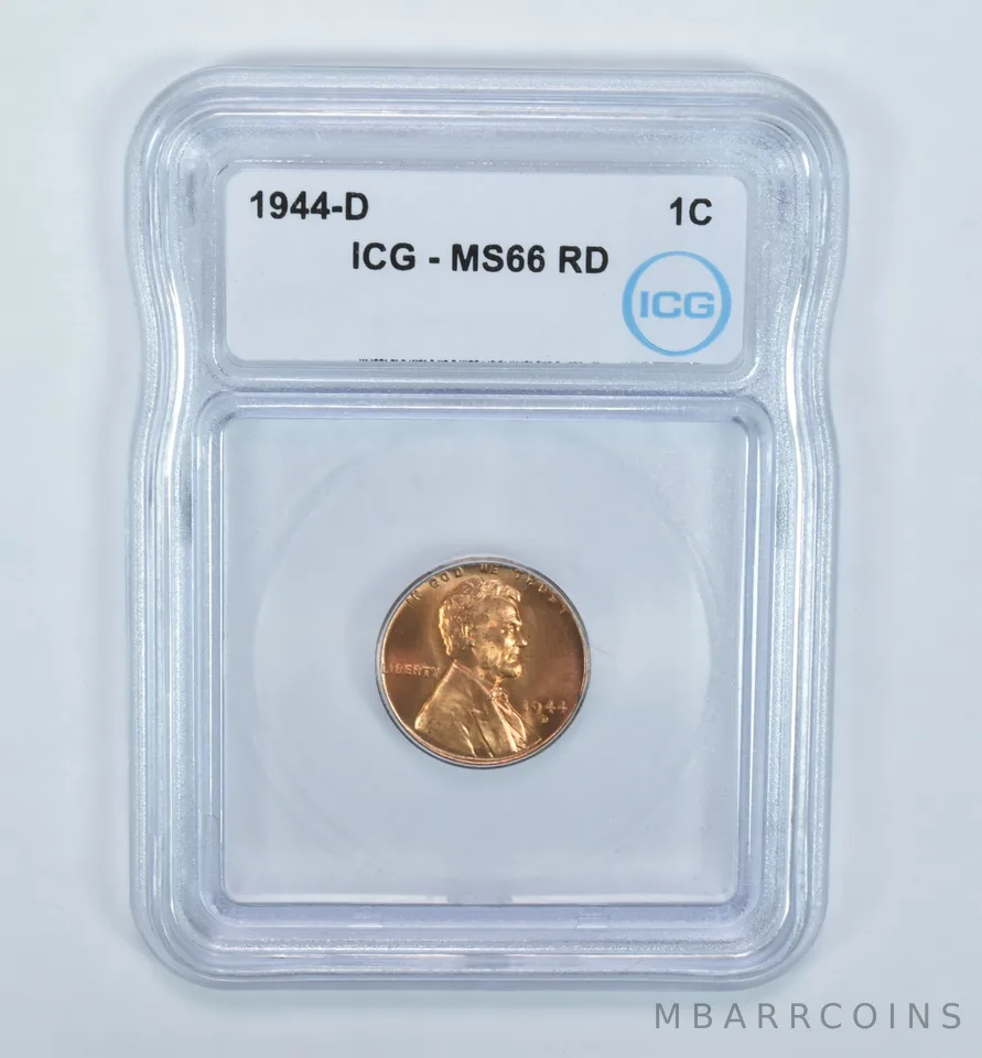 1944-D Lincoln Wheat Cent MS66 RD ICG