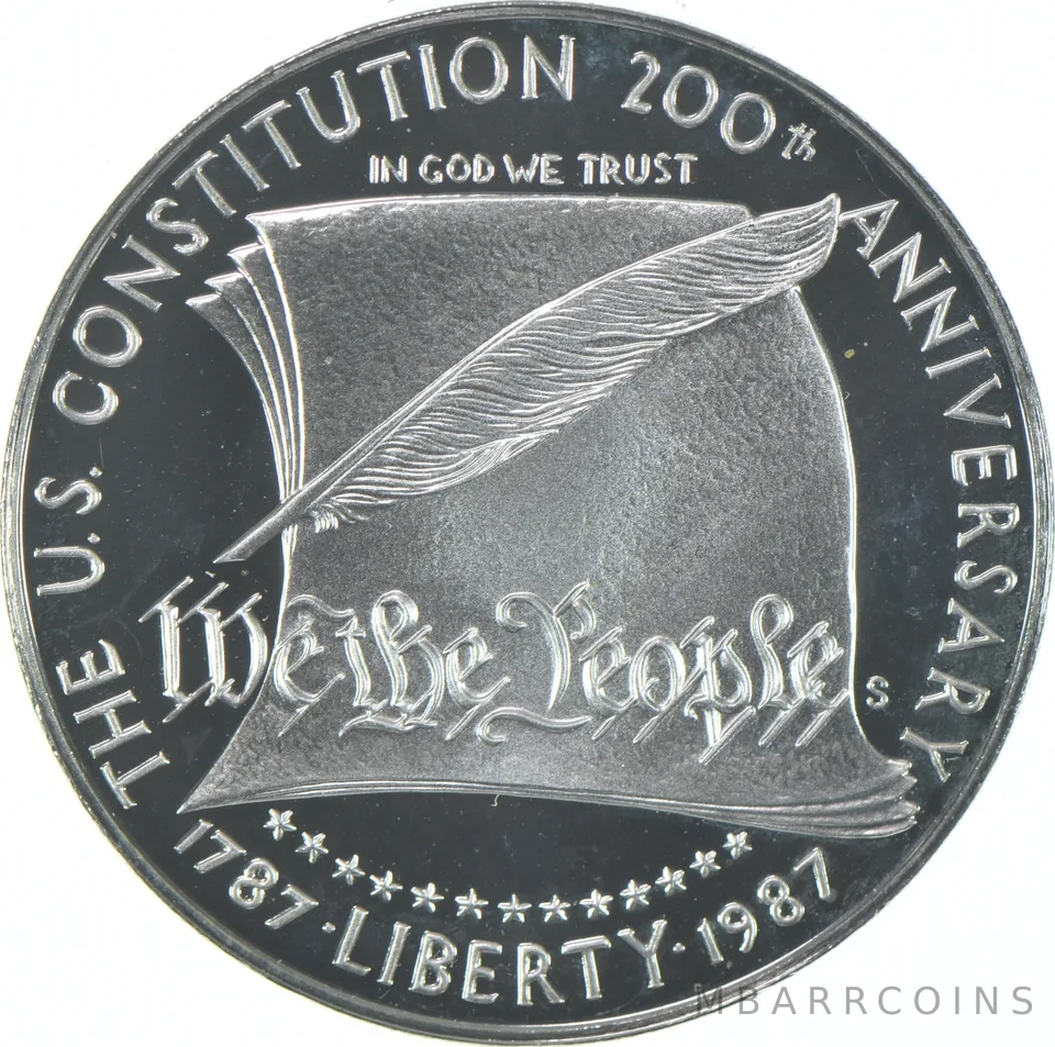 1987-S Proof Constitution Commemorative Silver Dollar $1