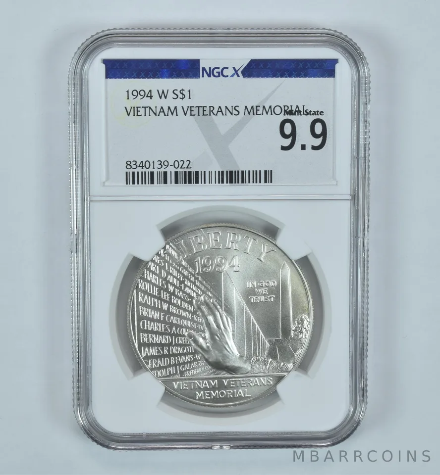 1994-W Vietnam Commemorative Silver Dollar Mint State 9.9 NGC X NGCX