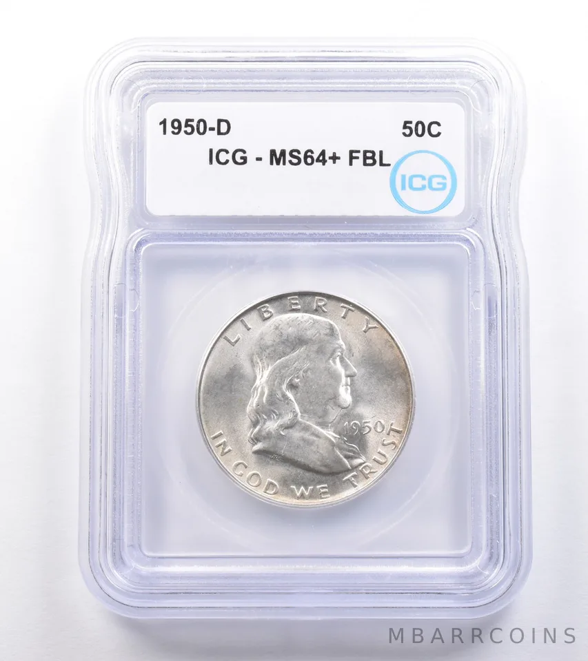 1950-D Franklin Half Dollar MS64+ FBL ICG *4830