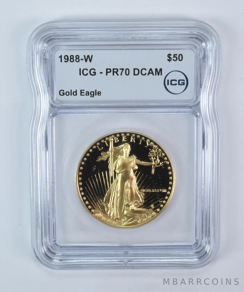 1988-W $50 American Gold Eagle 1 Oz Gold PR70 DCAM ICG