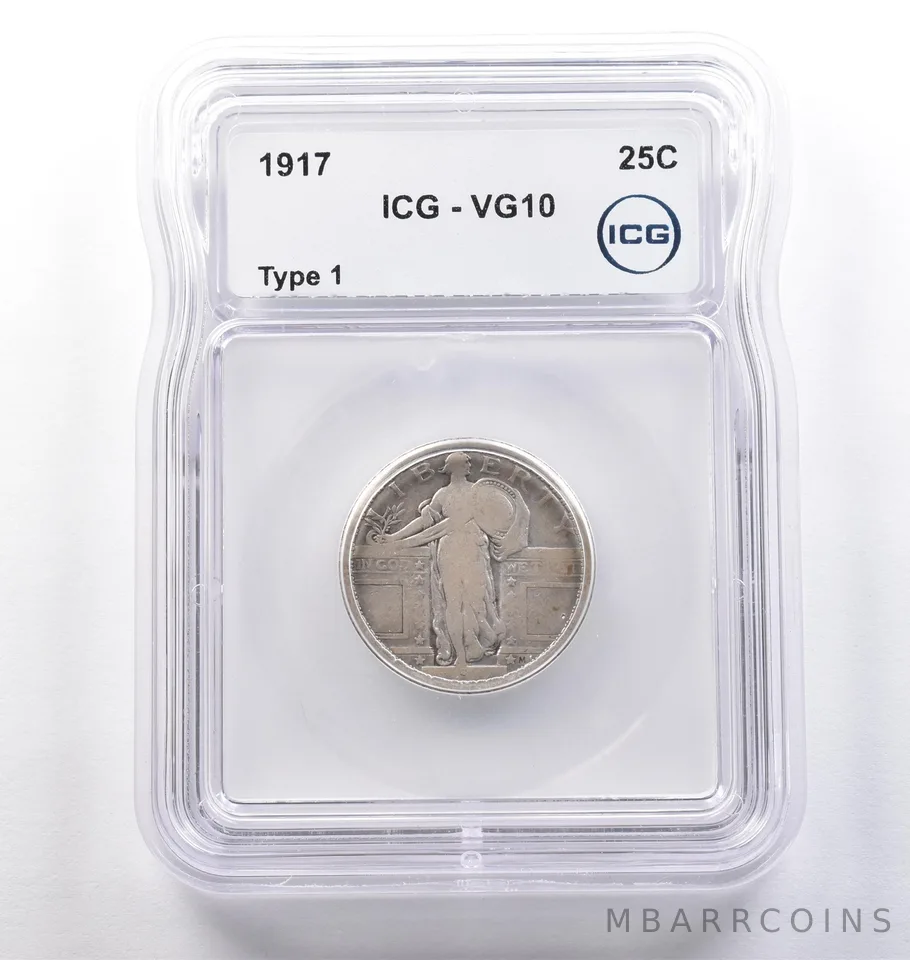 1917 Standing Liberty Quarter Type 1 VG10 ICG *3774