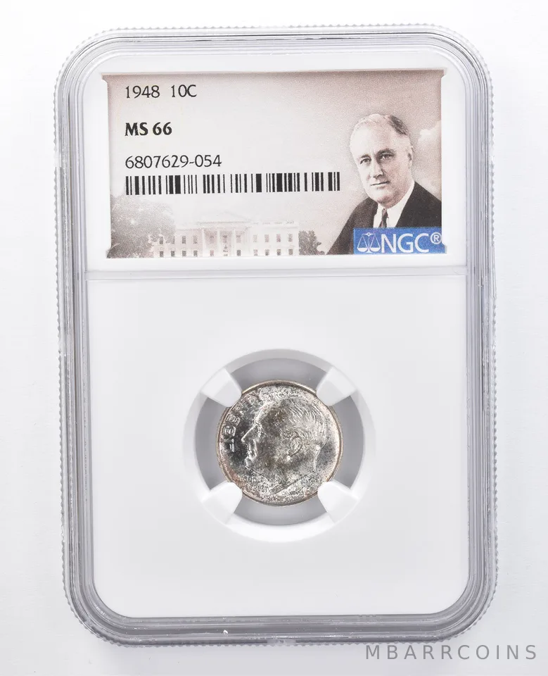 1948 Roosevelt Dime MS66 NGC Beautiful Tone *7931