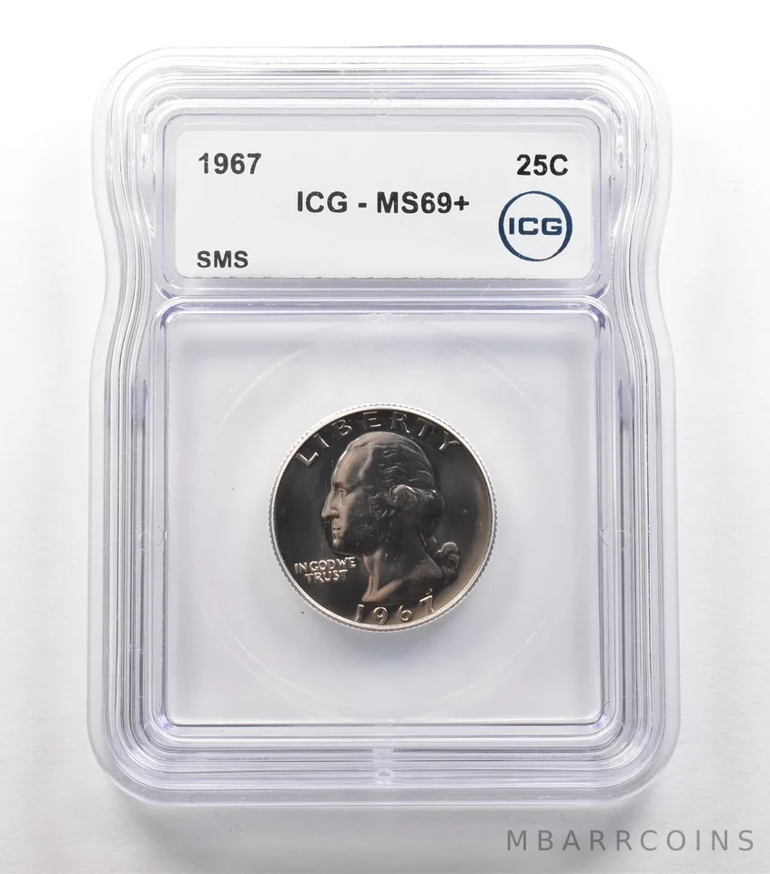 1967 Washington Quarter SMS MS69+ ICG a6716
