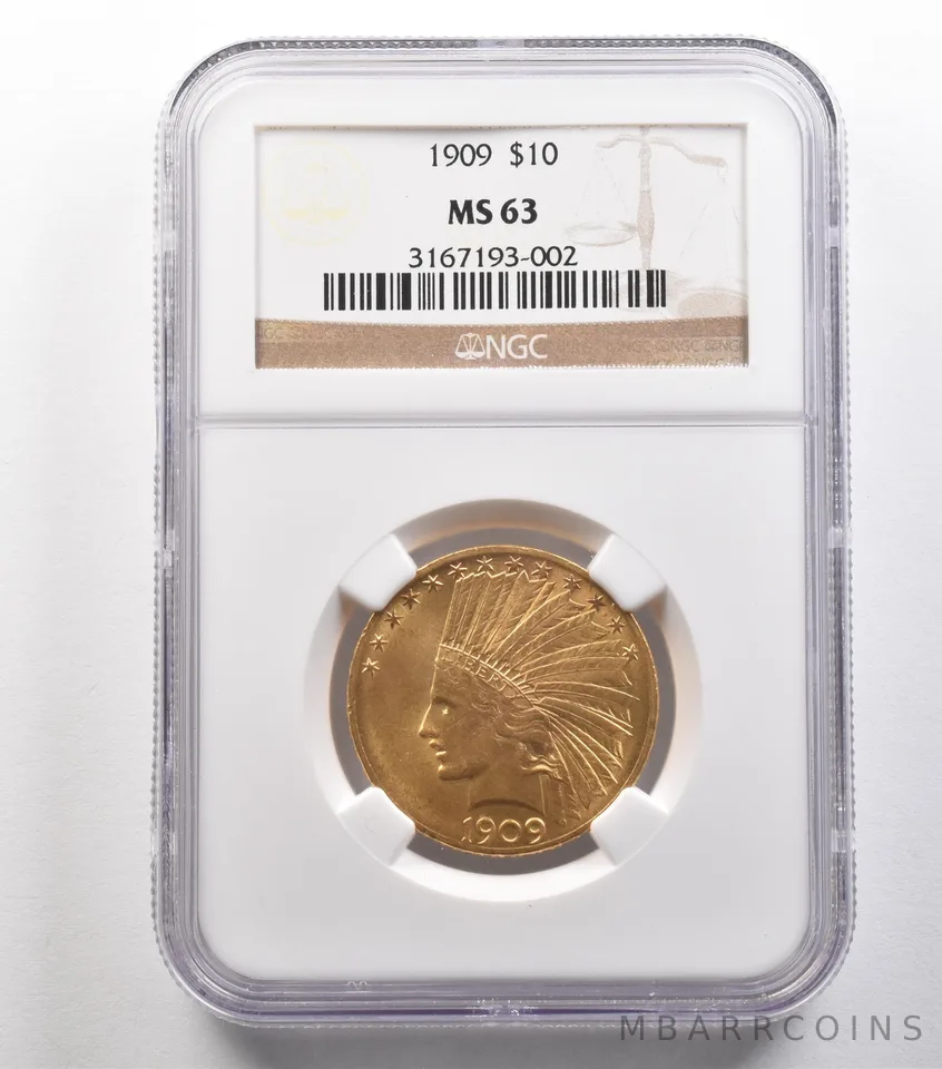 1909 $10 Indian Head Gold Eagle MS63 NGC *4852