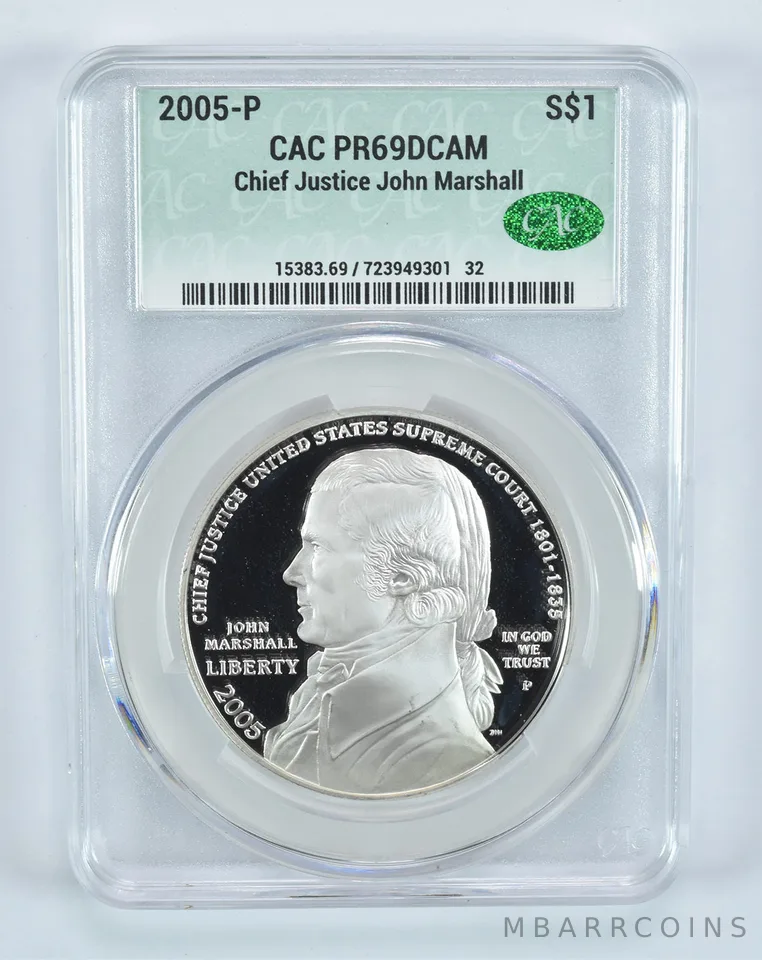 2005-P John Marshall Commemorative Silver Dollar PR69 DCAM CAC CACg