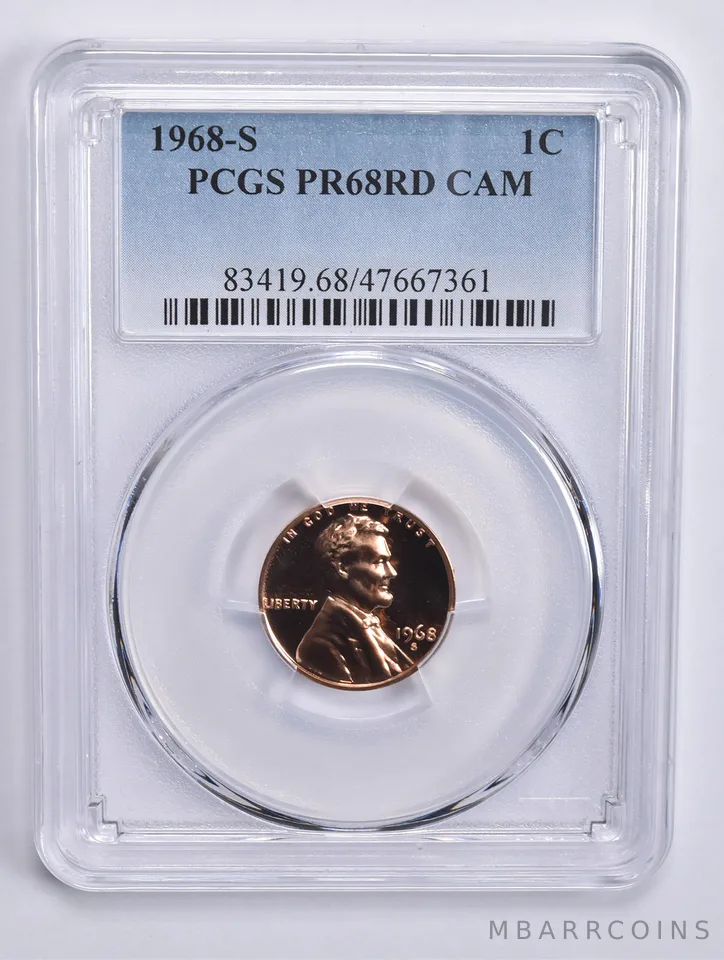 1968-S Lincoln Memorial Cent PR68 RD CAM PCGS Blue Lbl