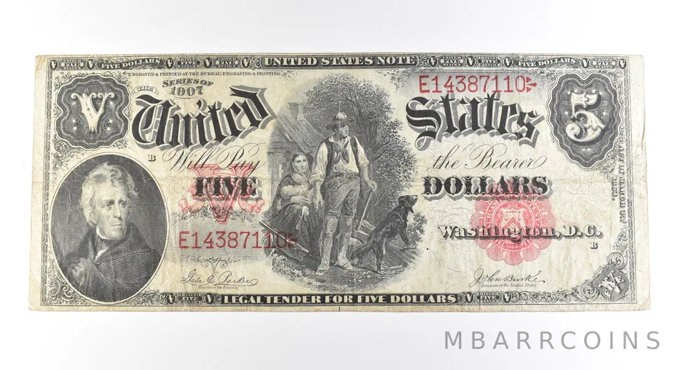 1907 $5 Legal Tender Large Note Red Seal *2685