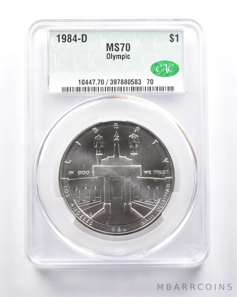 MS70 1984-D Olympic Coliseum Commemorative Dollar CAC CACG *6284