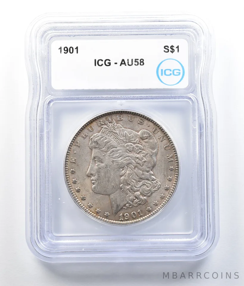 1901 Morgan Silver Dollar AU58 ICG *7835