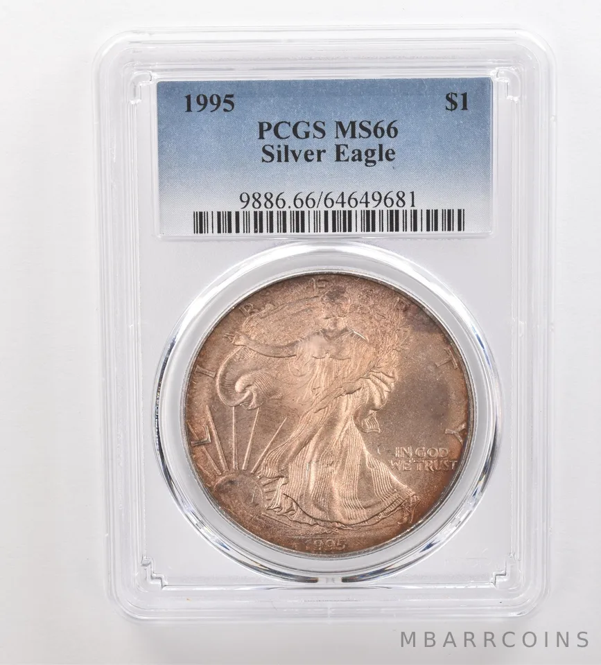 1995 American Silver Eagle MS66 PCGS Beautiful Tone *3343