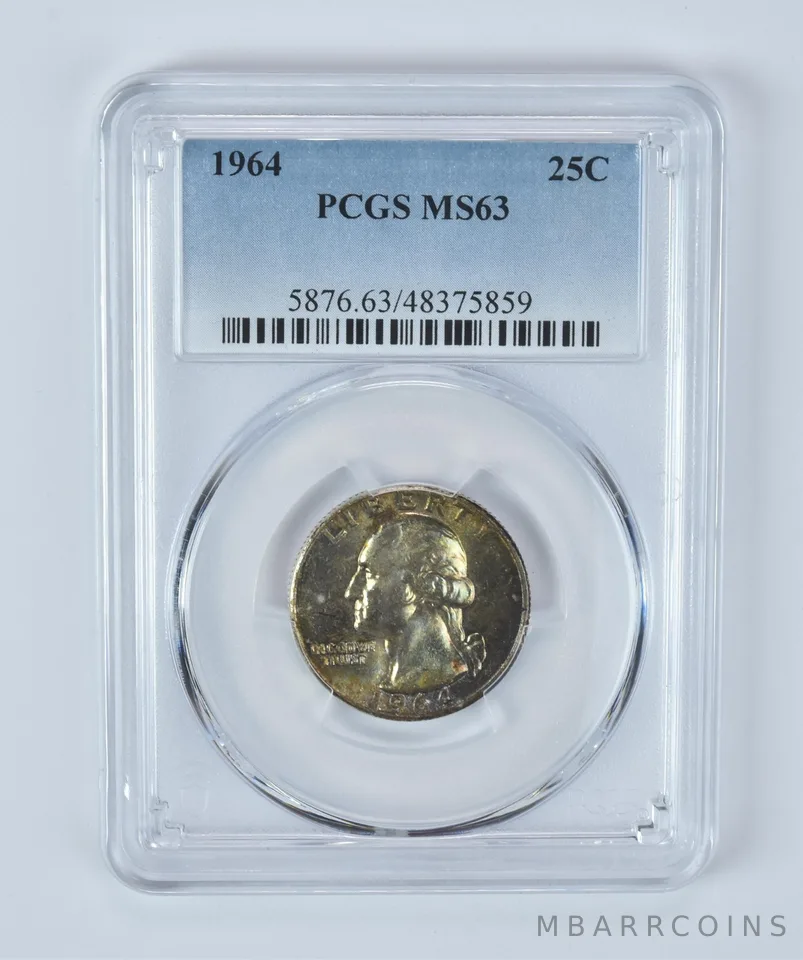 1964 Washington Quarter MS63 PCGS Beautifully Toned *7271