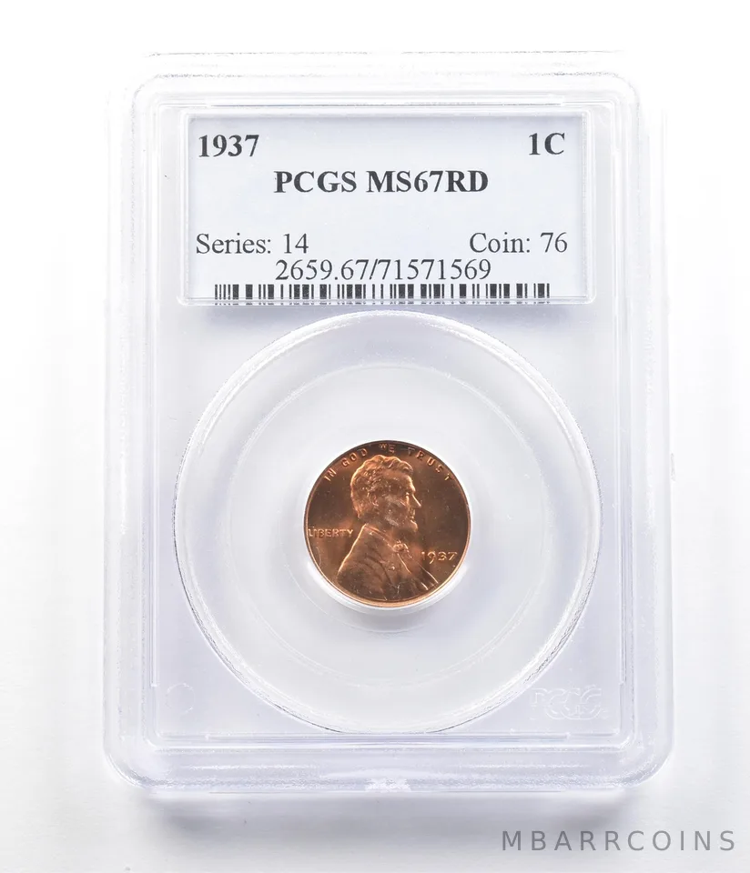 1937 Lincoln Wheat Cent MS67 RD PCGS *6322
