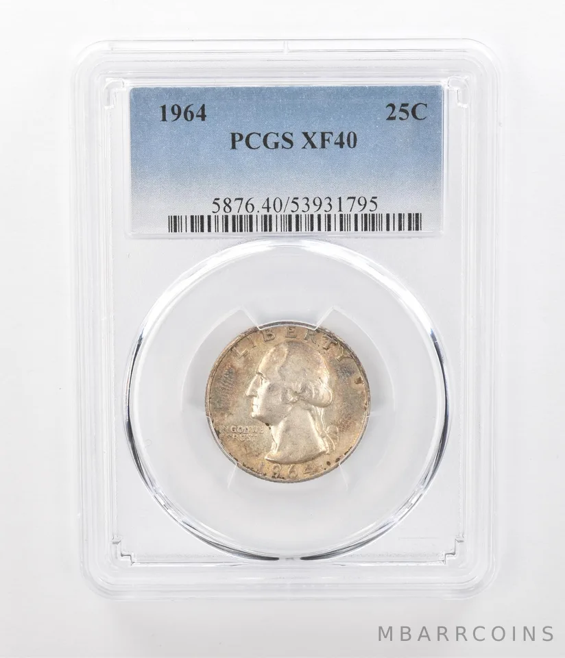 1964 Washington Quarter XF40 PCGS Beautiful Tone *1117