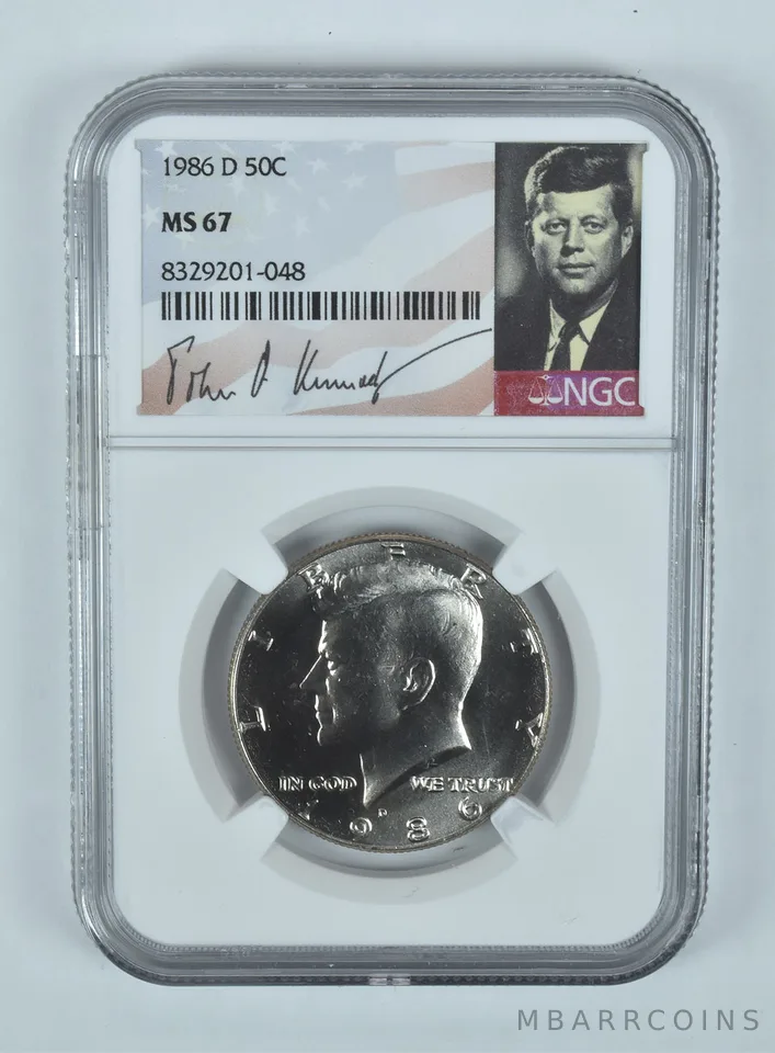1986-D Kennedy Half Dollar MS67 NGC Signature Label