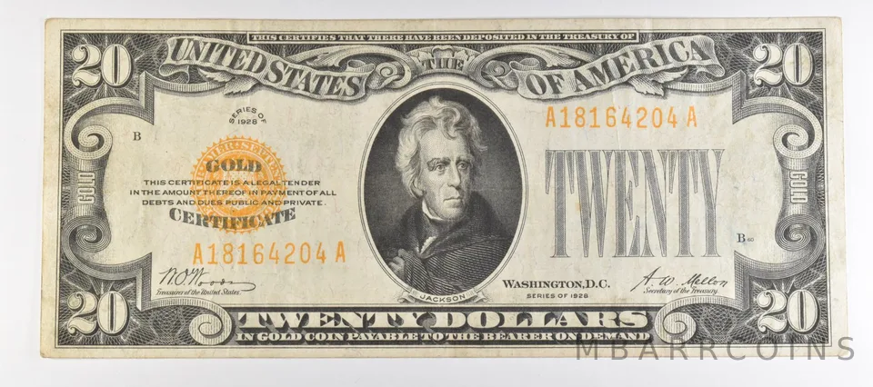 1928 $20 US Gold Certificate Fr#2402 *1010