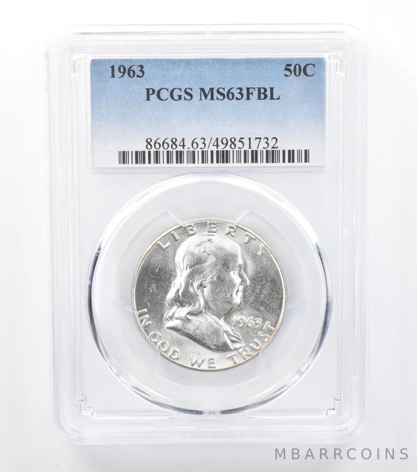 1963 Franklin Half Dollar MS63 FBL PCGS Toned Reverse *7791