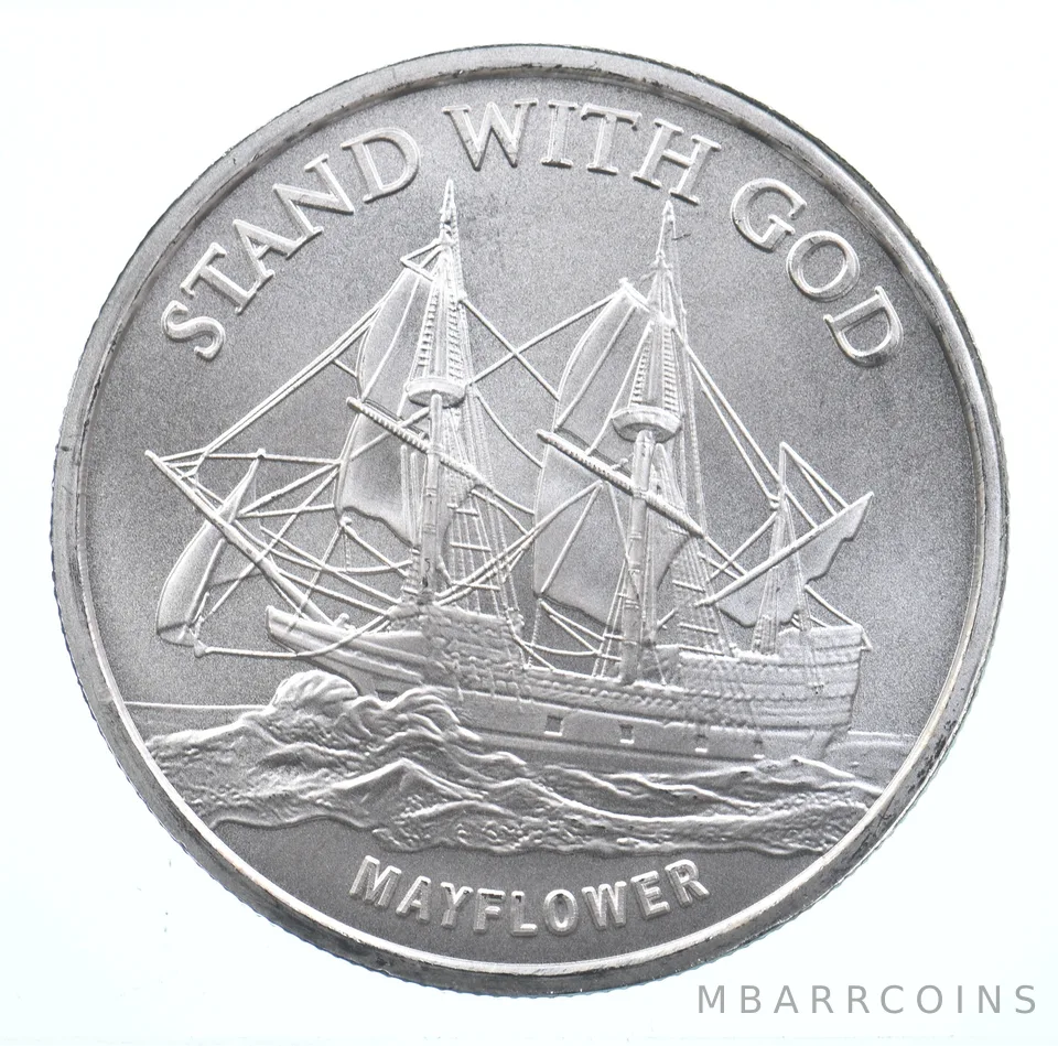 VINTAGE Art Bar/Round Mayflower Rebellion To Tyrants .999 Silver 1 T Oz *897