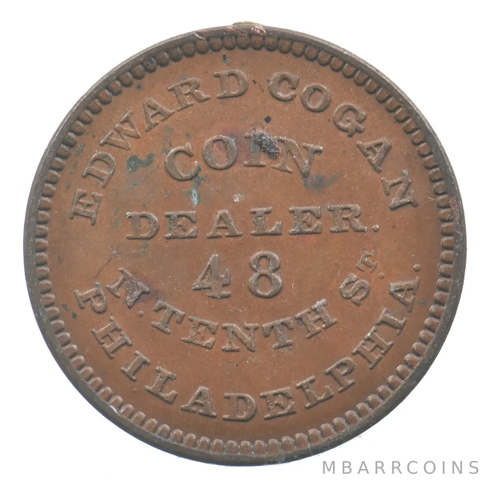 1860's Edward Cogan Coin Dealer Store Card Token *5048