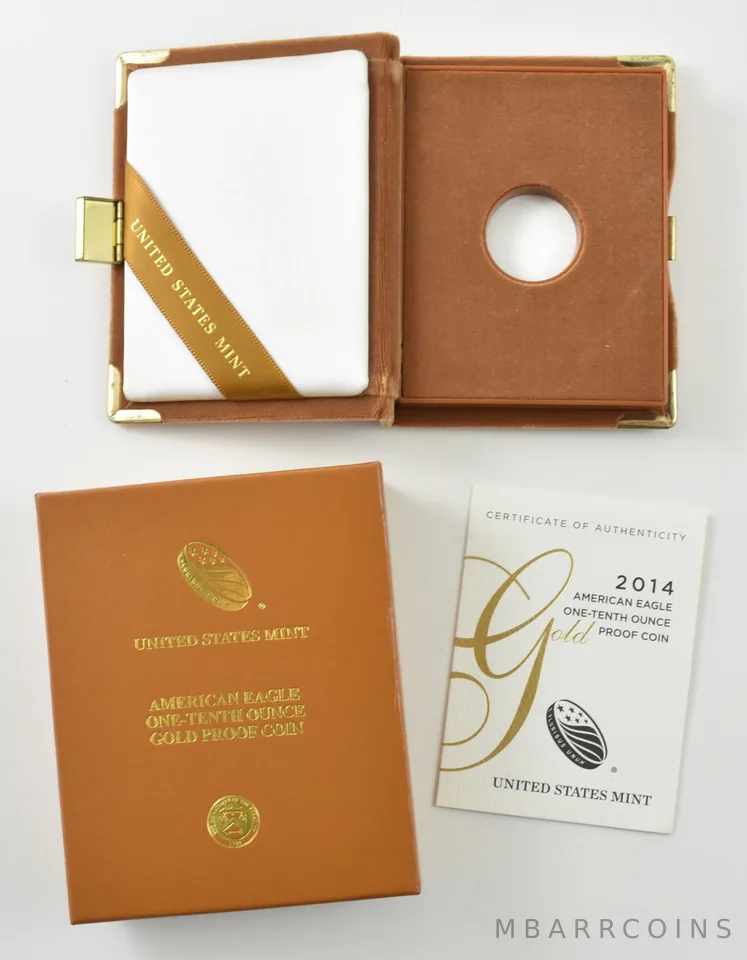 OGP 2014-W Gold Eagle 1/10 Oz Proof - BOX & COA - NO COIN