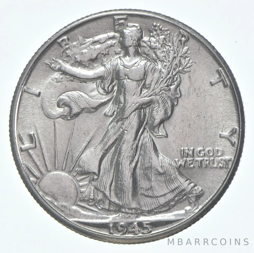 CHAU 1945-D Walking Liberty Half Dollar Choice AU 90% Silver (1pc)
