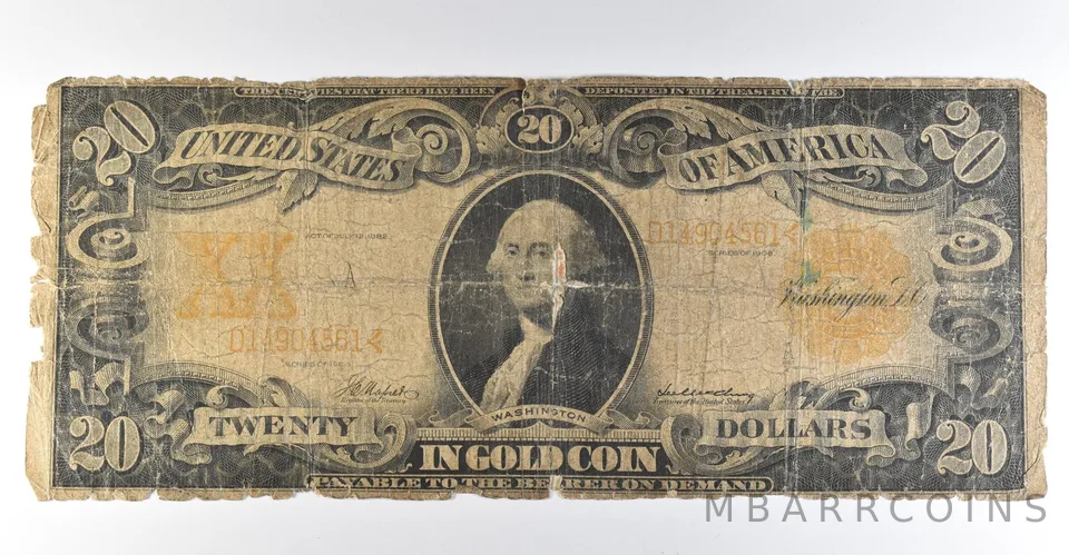 1906 $20 Gold Certificate Large Note Yellow Seal *8351