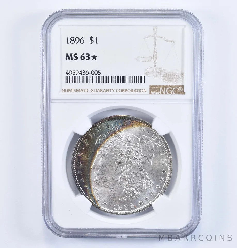 MS63* 1896 Morgan Silver Dollar - Graded NGC Amazing Color a7286