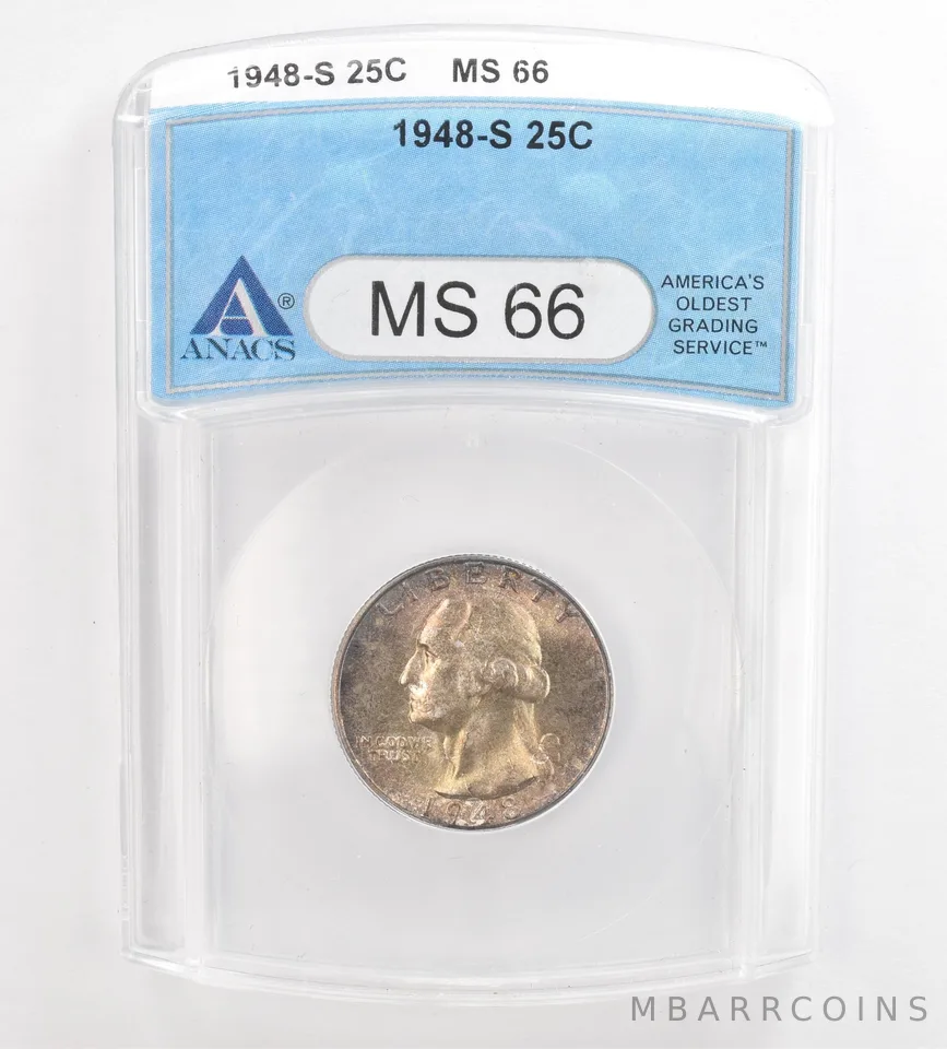 1948-S Washington Quarter MS66 ANACS Beautiful Tone *7414