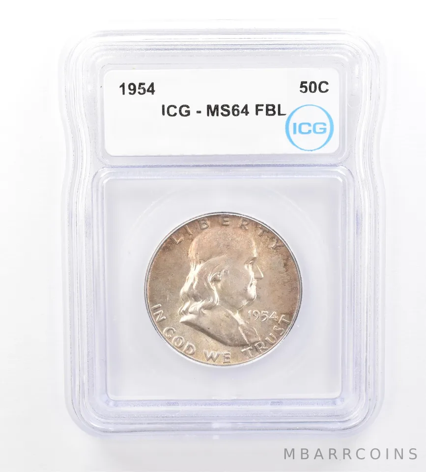 1954 Franklin Half Dollar MS64 FBL ICG Beautiful Tone *1711