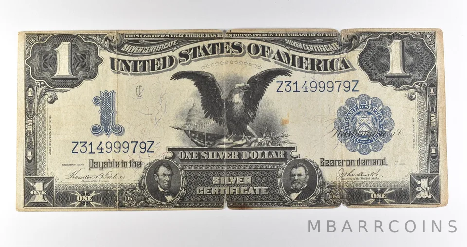 1899 $1 Silver Certificate Black Eagle Blue Seal Large Note Fr#233 *4604