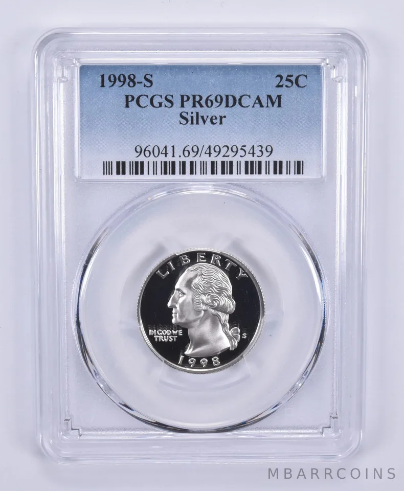 1998-S Washington Quarter Silver PR69 DCAM PCGS Blue Label