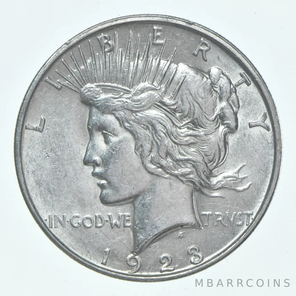 (1) AU 1923-D Peace Silver Dollar 90% - Almost Unc - Denver Mint
