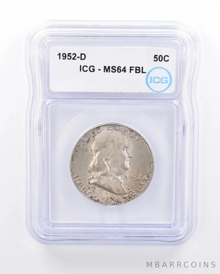 1952-D Franklin Half Dollar MS64 FBL ICG Toned *4653